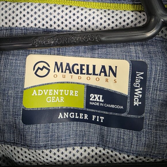 Mens Magellan Adventure Gear Heather Blue Shirt Angler Fit Button Up Size 2XL - Picture 2 of 8